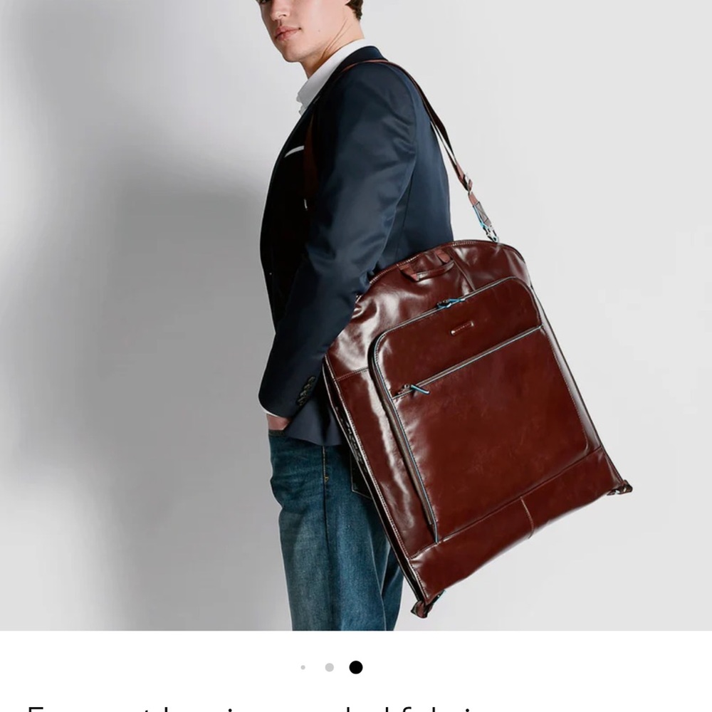 Piquadro Brown Leather Garment Bag